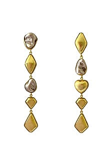 Gold Finish Baroque Pearl Dangler Earrings