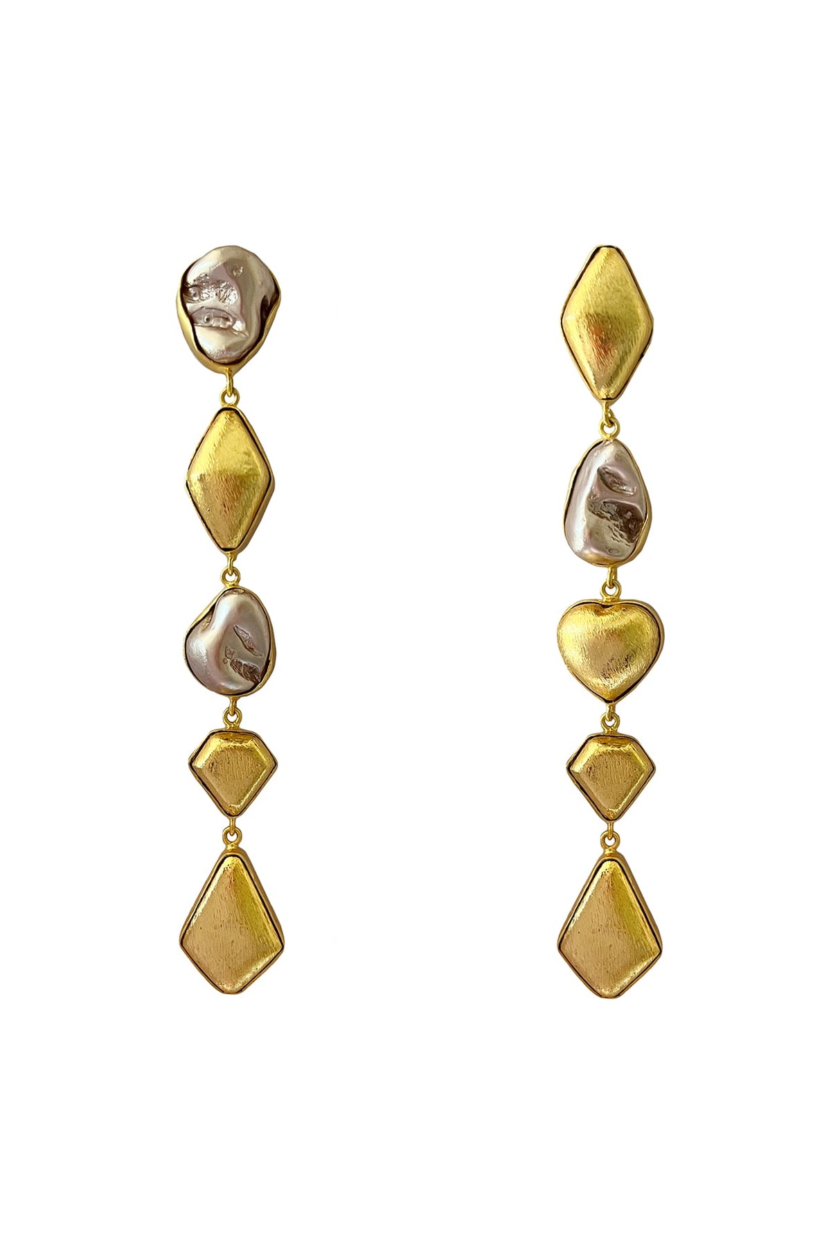 Gold Finish Baroque Pearl Dangler Earrings