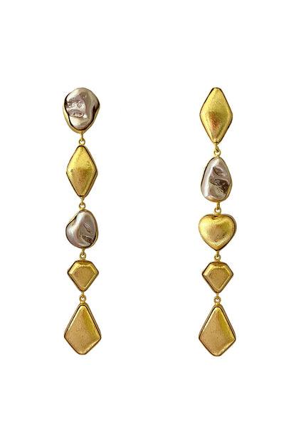 Gold Finish Baroque Pearl Dangler Earrings