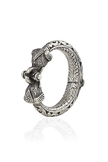 Silver Nestling Peacock Kada/ Bangle