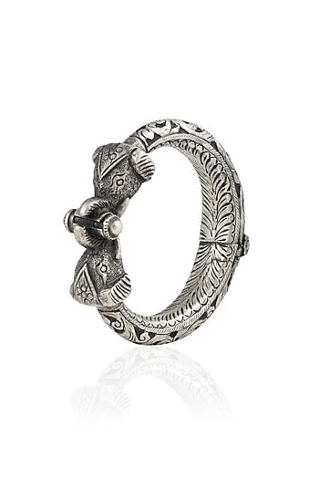 Silver Nestling Peacock Kada/ Bangle