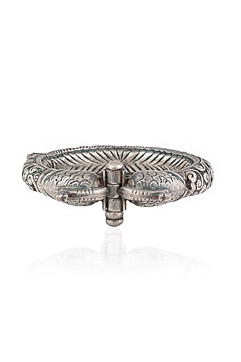 Silver Nestling Peacock Kada/ Bangle