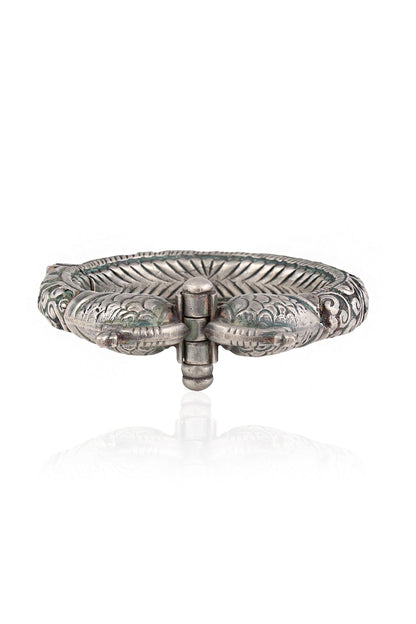 Silver Nestling Peacock Kada/ Bangle