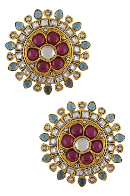 Floral Stone Studs 