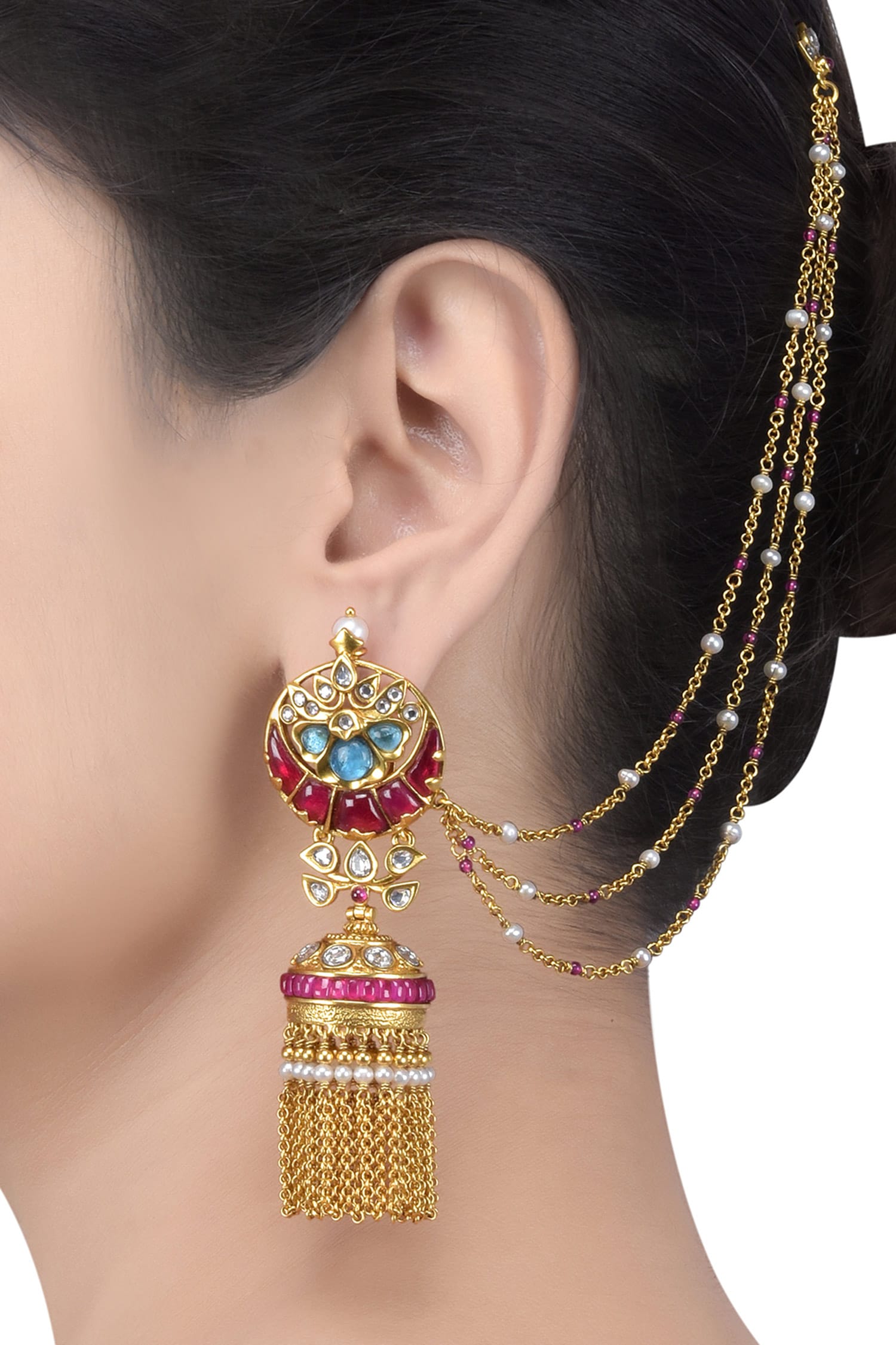 Stone Chain Jhumkas 