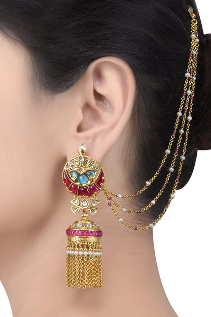 Stone Chain Jhumkas 