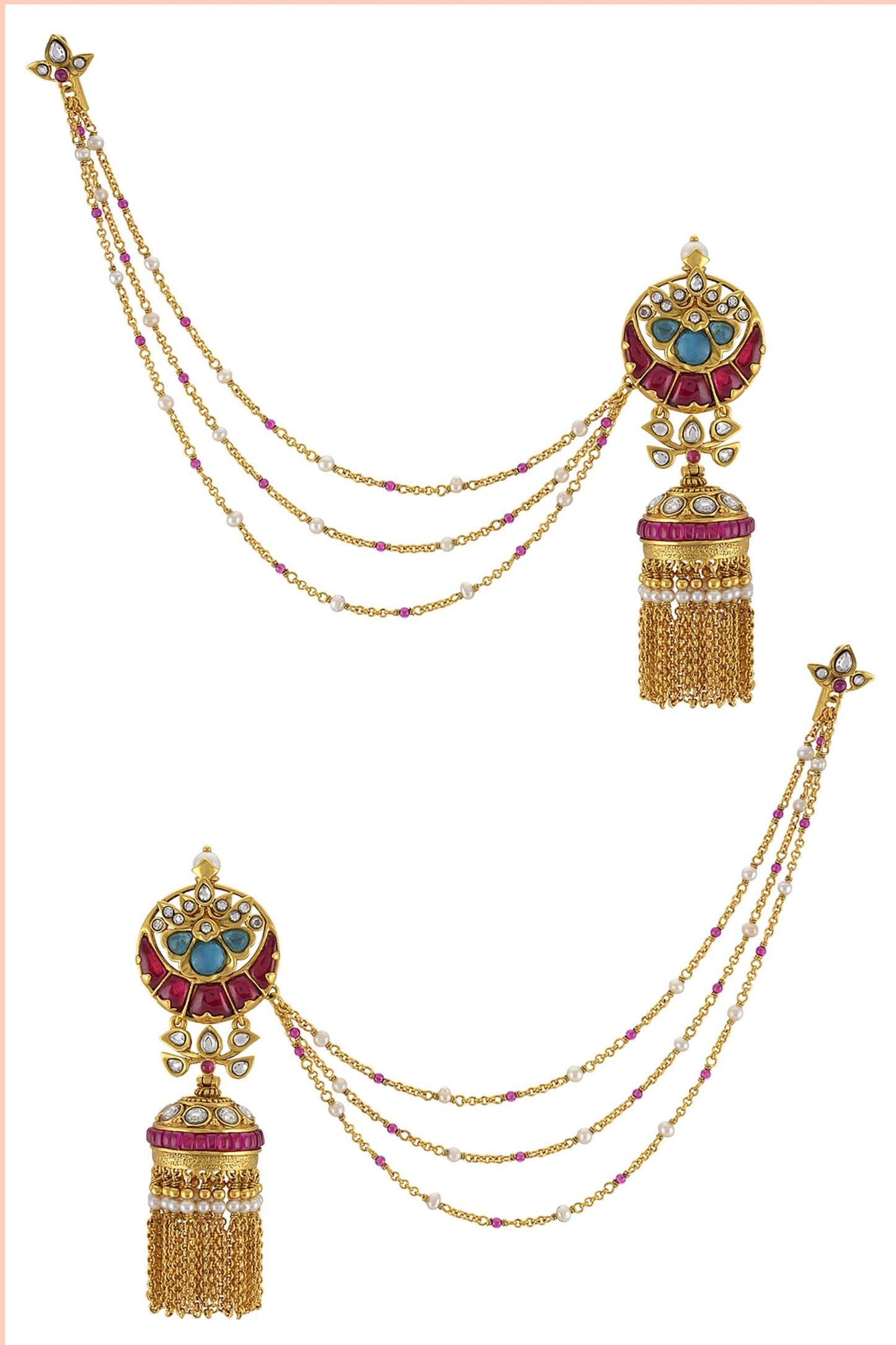 Stone Chain Jhumkas 