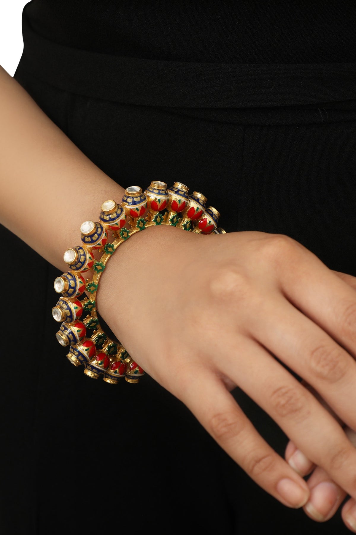 Enamel Stone Kadas Set of 2 