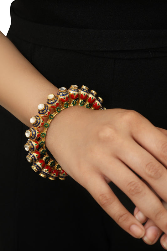 Enamel Stone Kadas Set of 2 
