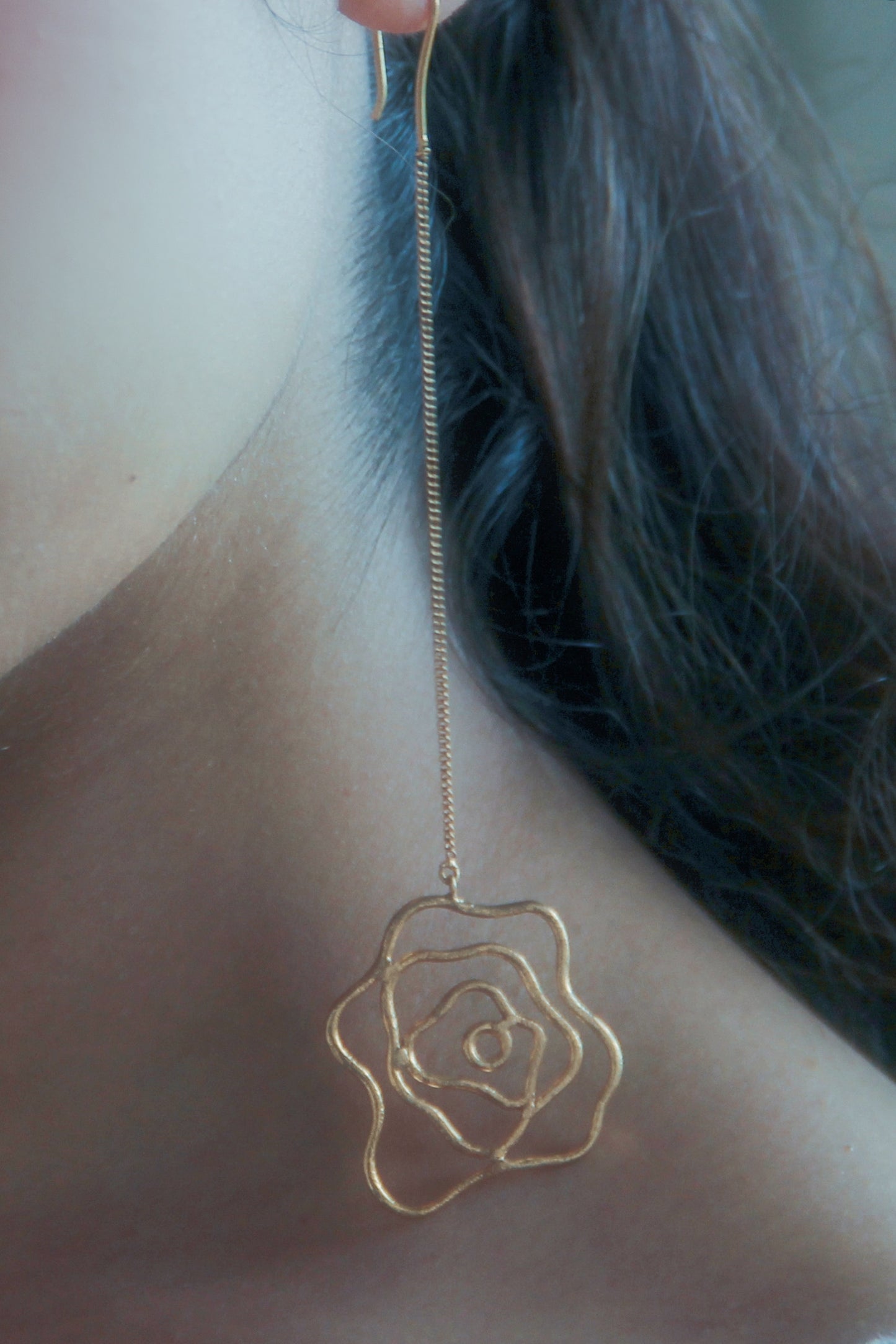 Rose Handcrafted Long Earrings 