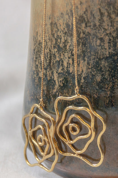 Rose Handcrafted Long Earrings 