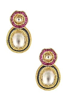 Matte Gold Finish Large Uncut Kundan Earrings