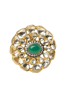 Gold Plated Finger Green Onyx Ring