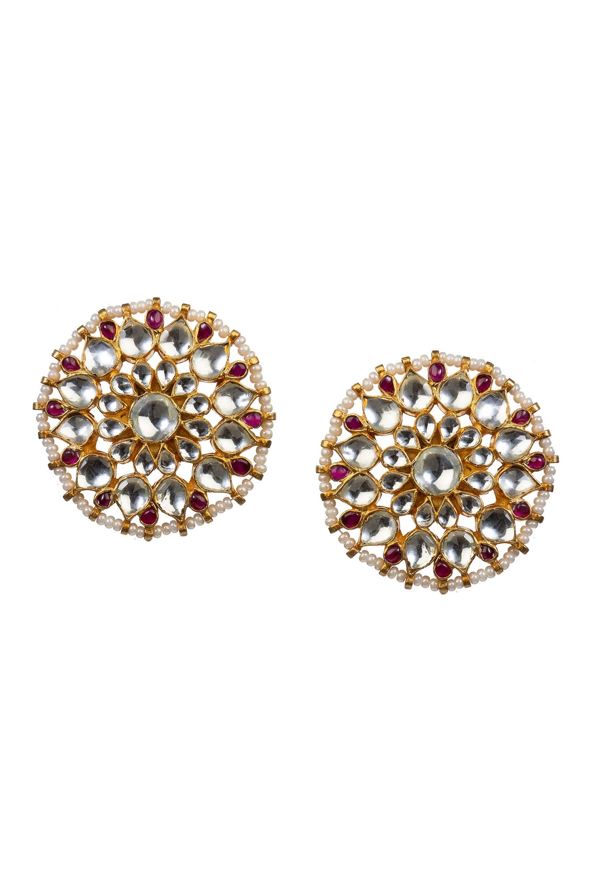 Floral Stone Stud Earrings 