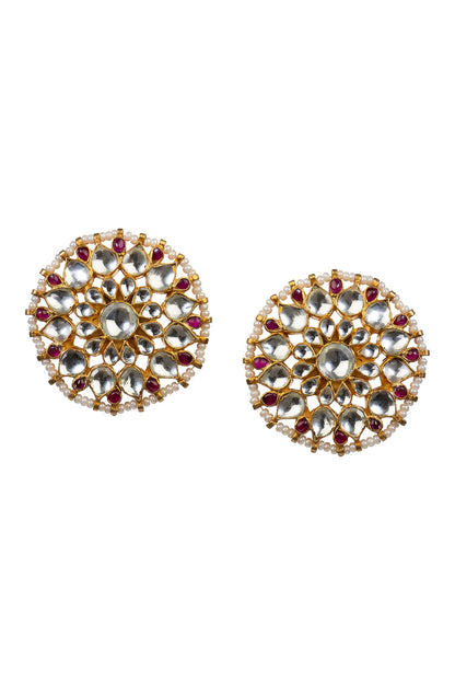 Floral Stone Stud Earrings 