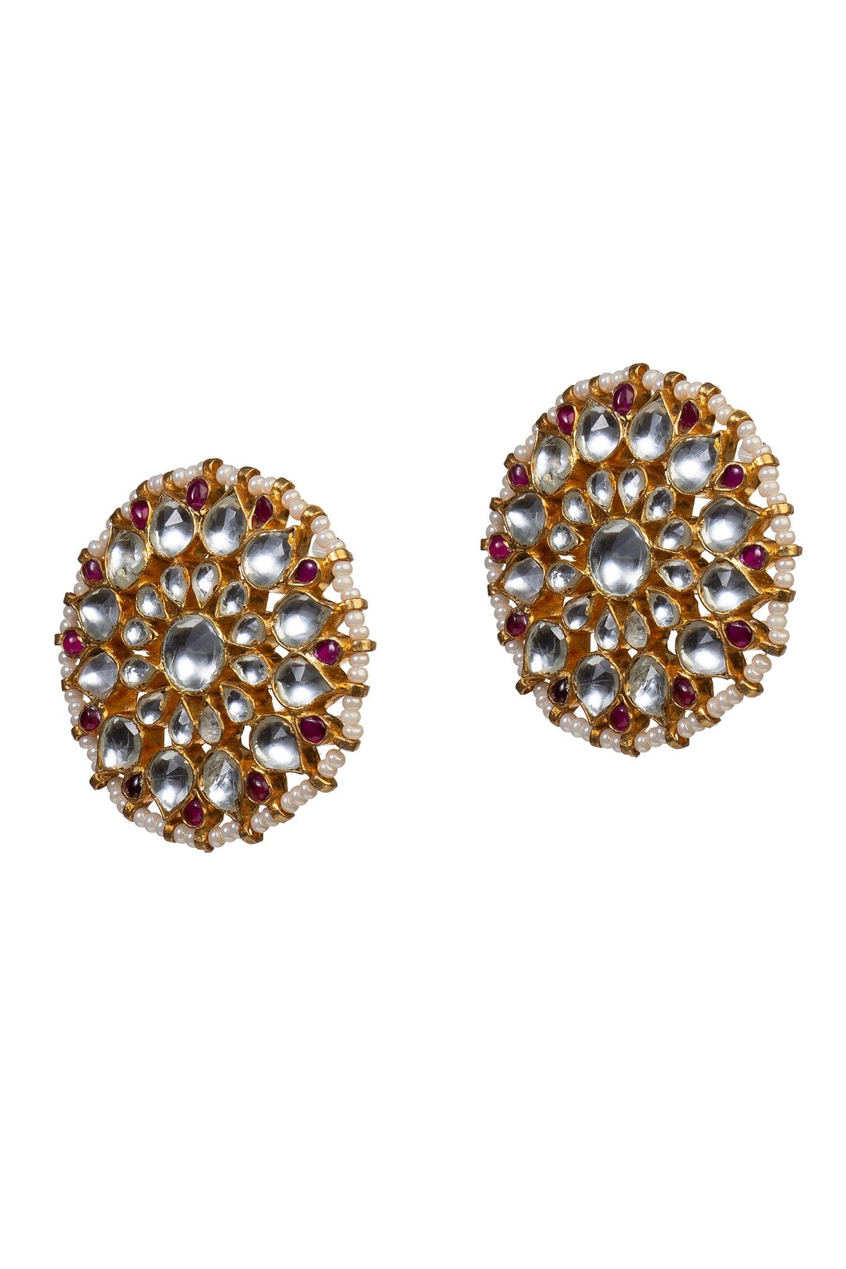 Floral Stone Stud Earrings 