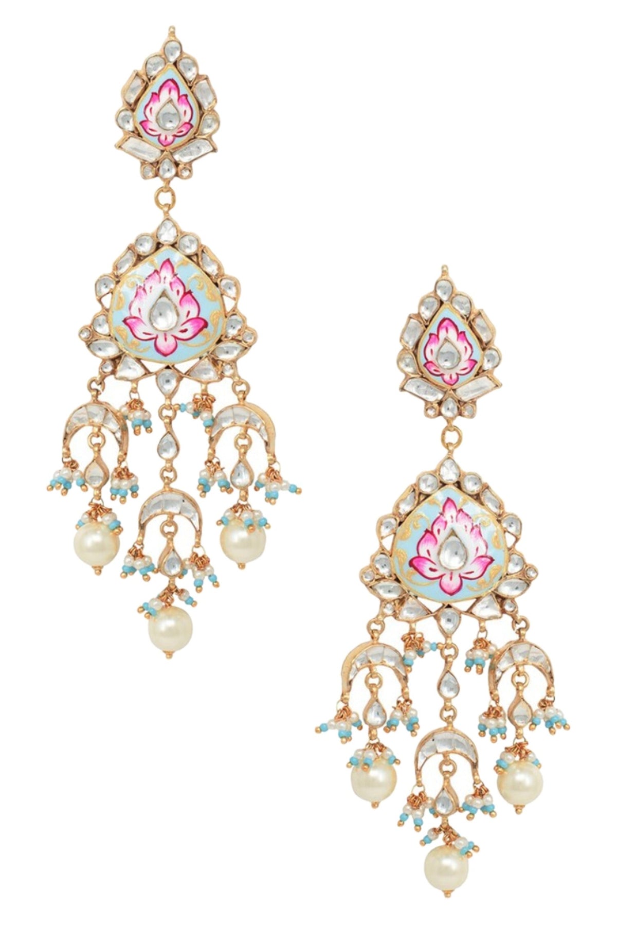 Floral Enamel Tiered Stone Danglers 