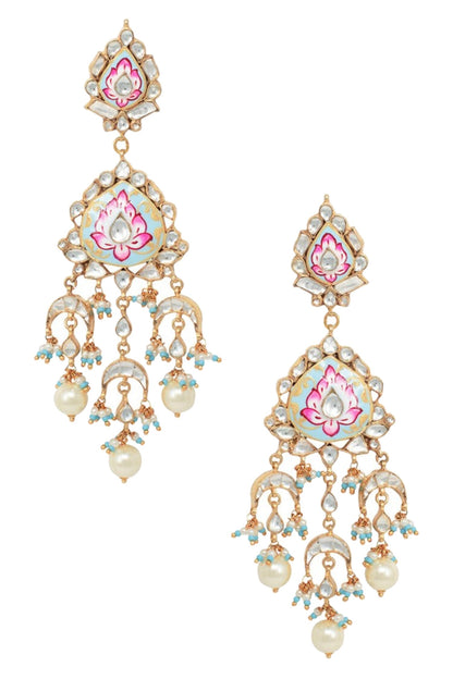 Floral Enamel Tiered Stone Danglers 