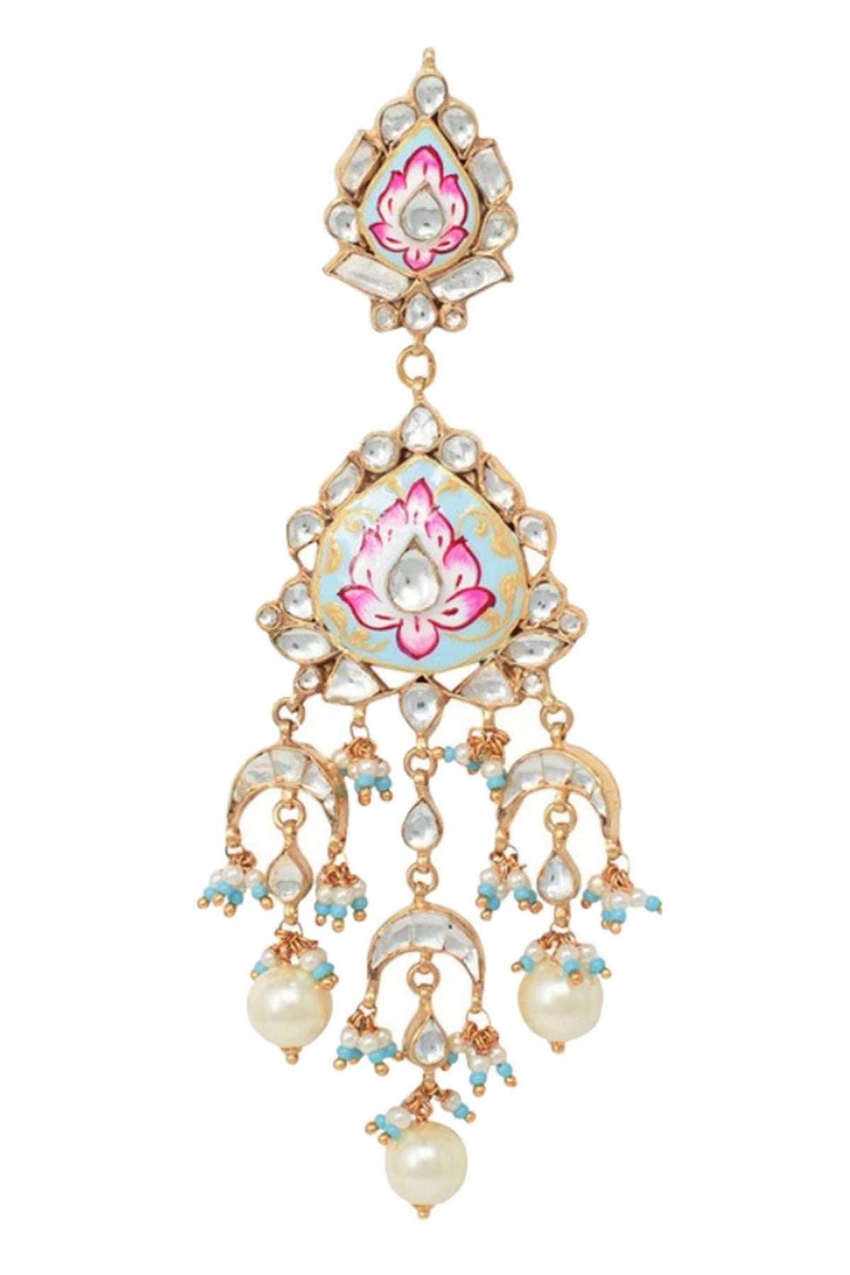 Floral Enamel Tiered Stone Danglers 