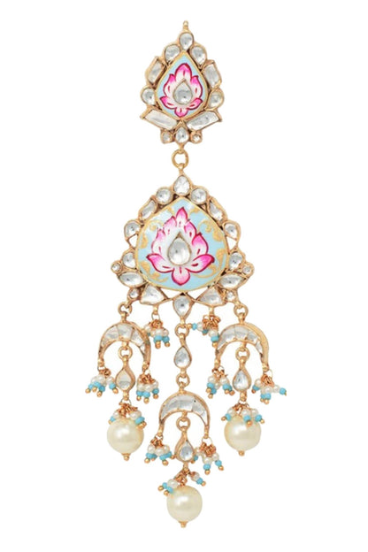 Floral Enamel Tiered Stone Danglers 