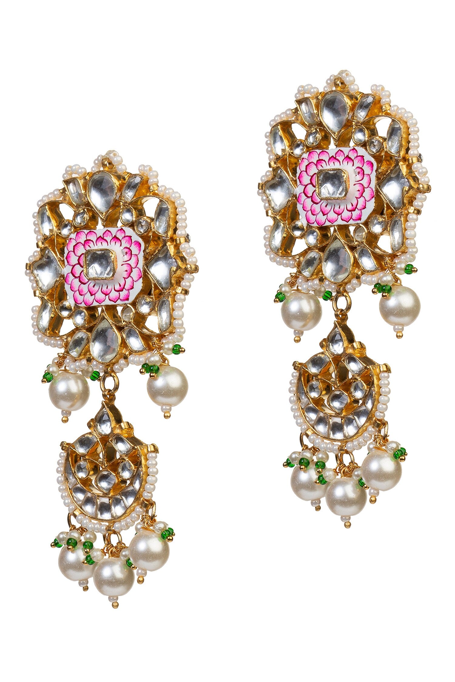 Floral Enamel Stone Danglers 