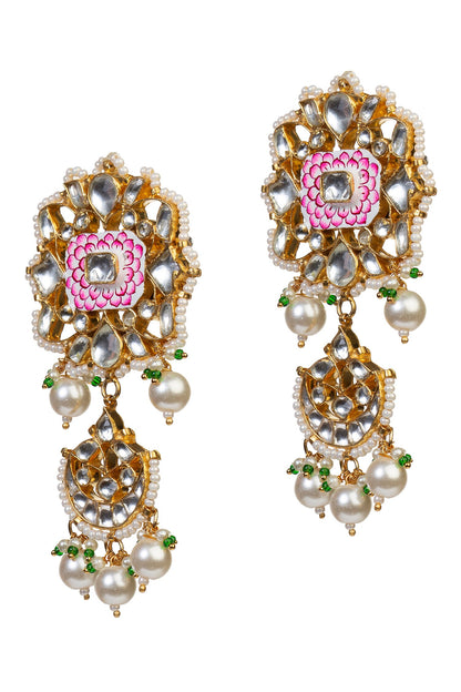 Floral Enamel Stone Danglers 