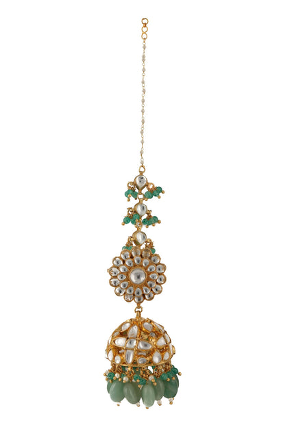 Floral Stone Ear Chain Jhumkas 