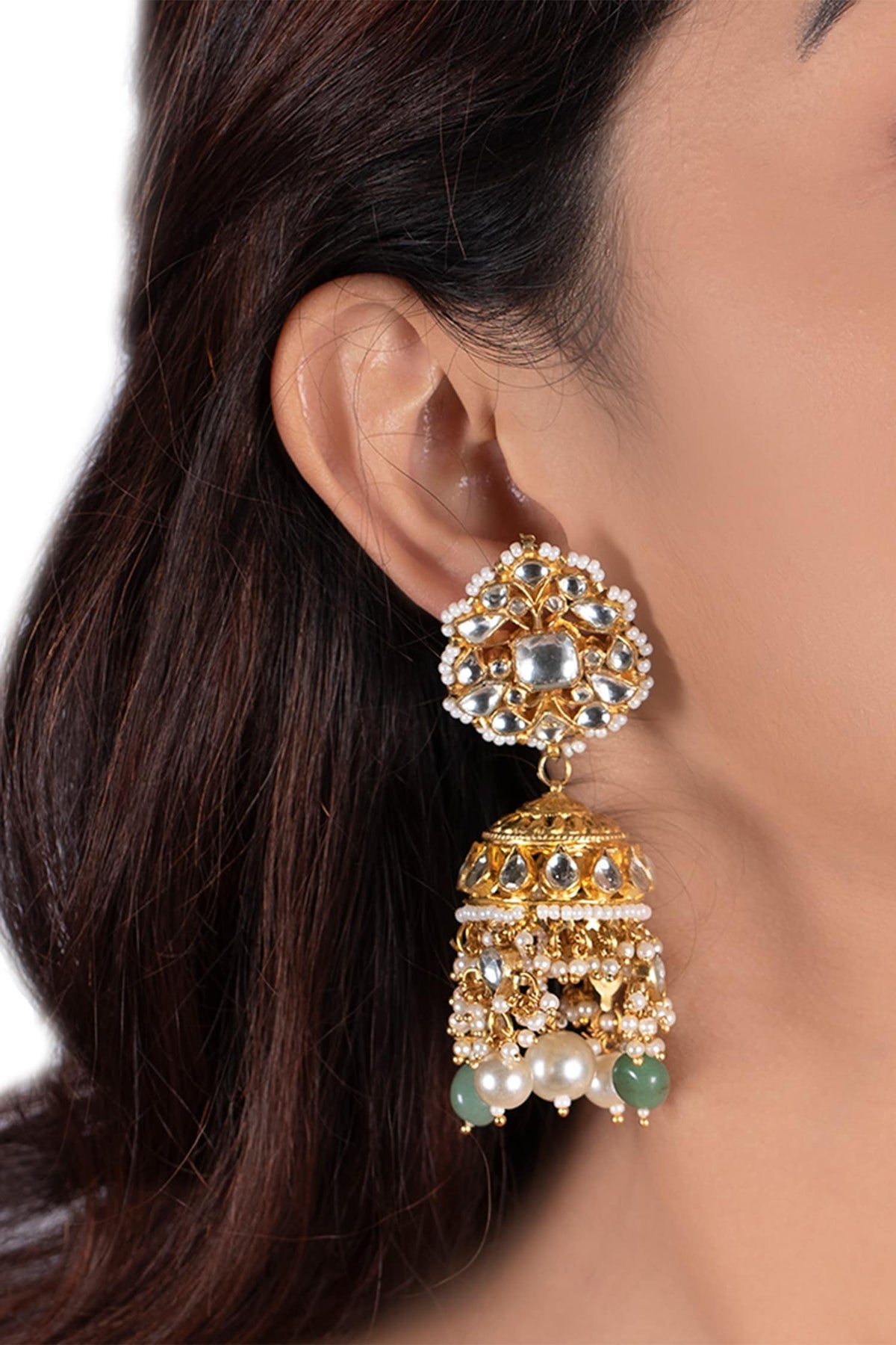 Floral Bead Drop Jhumkas 