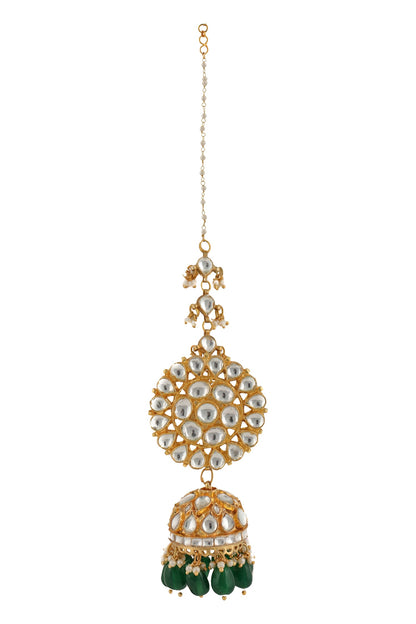 Floral Stone Ear Chain Jhumkas 