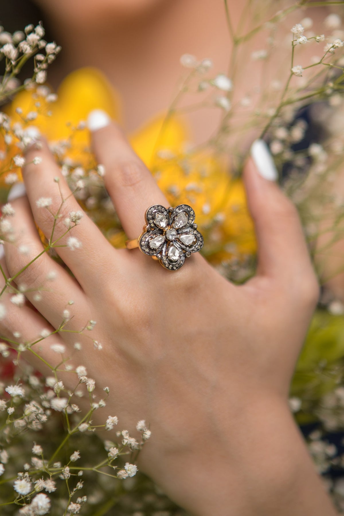 Floral Uncut Diamond Ring 