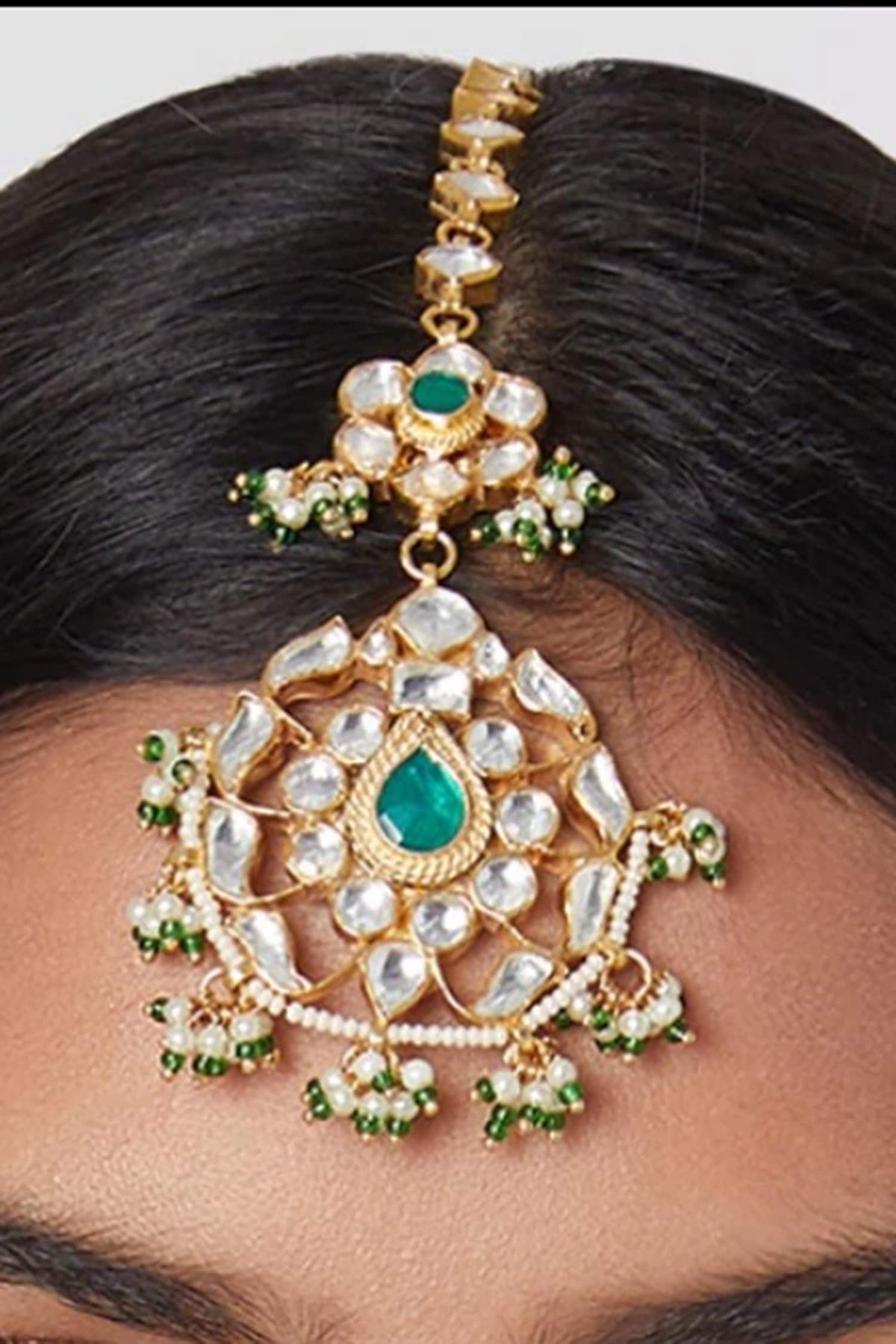 Floral Bead Drop Maangtikka 