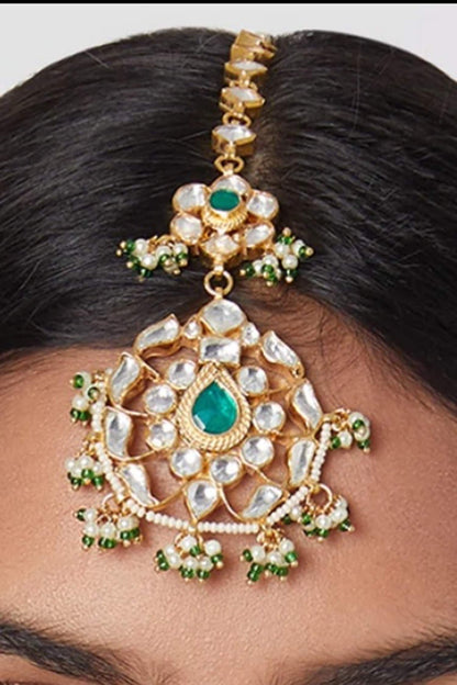 Floral Bead Drop Maangtikka 
