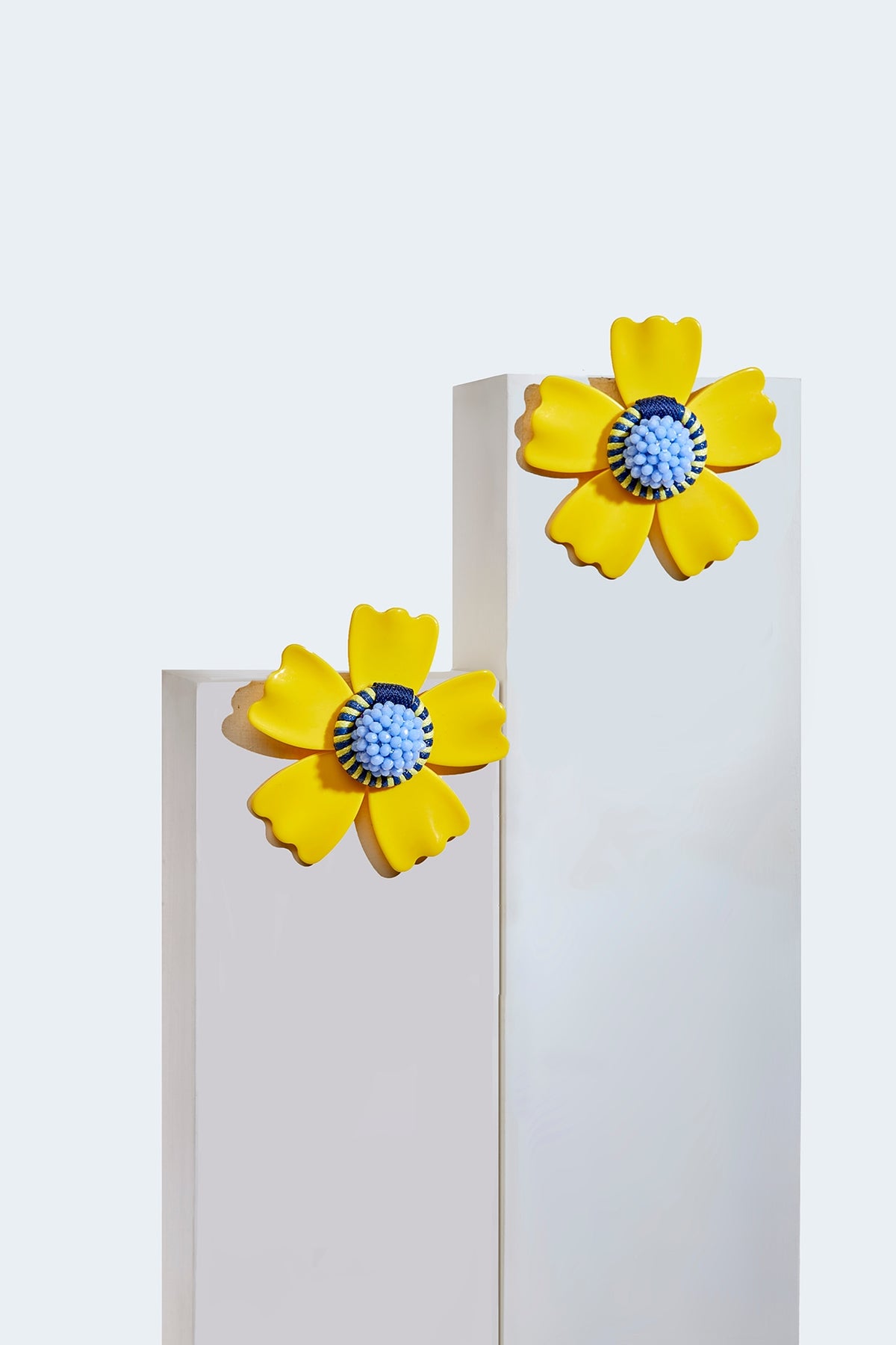 Yellow & Blue Floral Stud Earrings