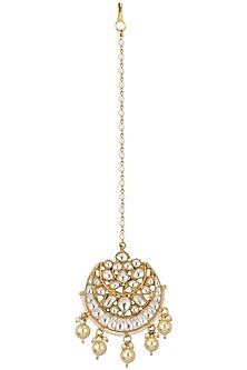 Gold Finish Jadtar Stone Round Maang Tikka