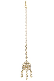 Gold Plated White Jadtar Stone Maang Tikka