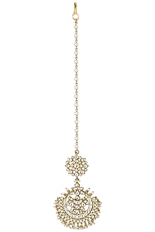 Gold Plated Round Crescent Maang Tikkaa