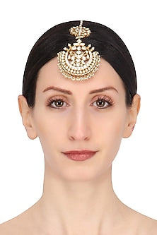 Gold Plated Round Crescent Maang Tikkaa