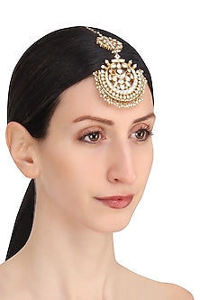 Gold Plated Round Crescent Maang Tikkaa