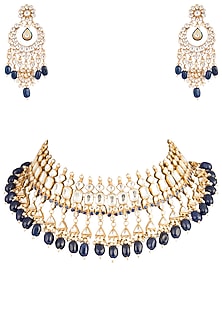 Gold Plated Semi-Precious Stones Choker Necklace Set