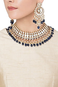 Gold Plated Semi-Precious Stones Choker Necklace Set