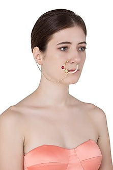Gold Plated Flower Motif Nose Ring