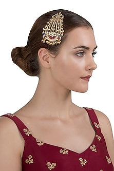 Gold Plated Red and Blue Peacock Passa