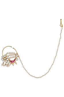 Gold Plated Red and White Nath