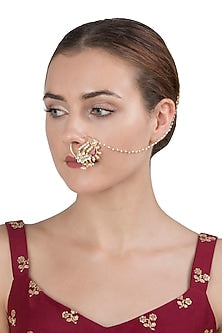 Gold Plated Red and White Nath