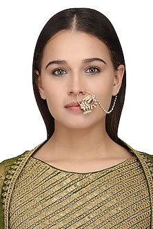 Gold Plated Red and White Nath