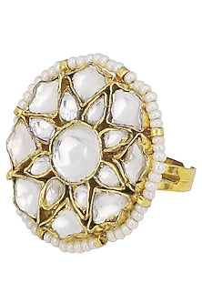 Gold Plated Small White Flower Ring