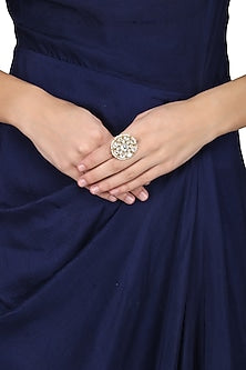 Gold Plated Small White Flower Ring
