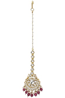 Gold Plated Pink Maangtikka