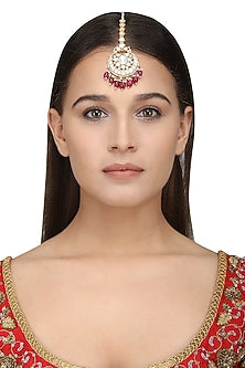 Gold Plated Pink Maangtikka