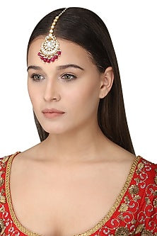 Gold Plated Pink Maangtikka